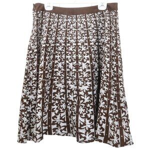 Dressbarn Linen Blend A-Line Sequins Brown Skirt Retro Office Size 12